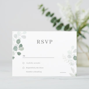 Grünes Leaf Elegante Hochzeit RSVP Karte