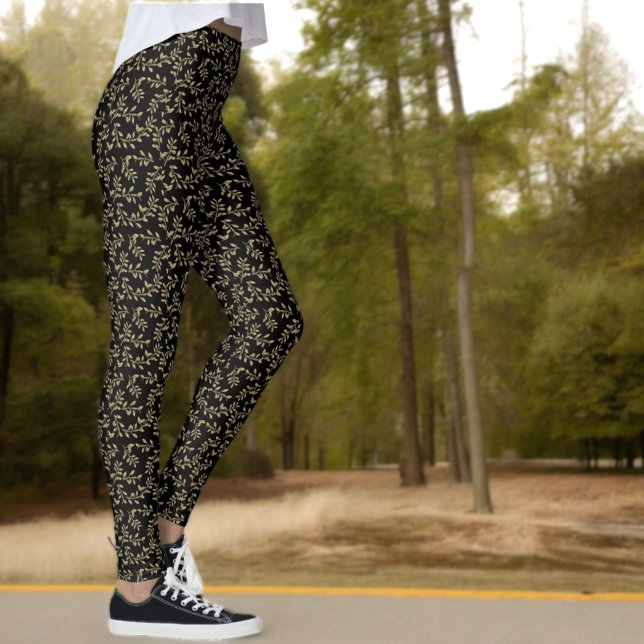 Grünes Leaf-Muster auf schwarz Leggings (fern pattern on black leggings)