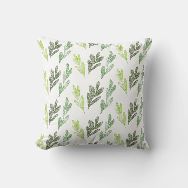 Grünes Leaf Muster Pillow Kissen (Vorderseite)