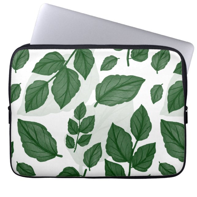 Grünes Leaf Nahtloses Naturmuster Laptopschutzhülle (Vorderseite)