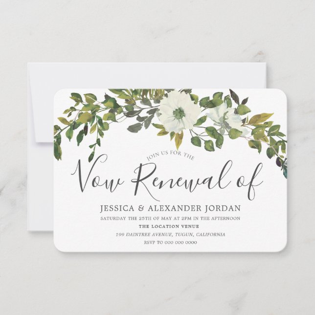 Grünes Leaf Rustikales Land Vow Erneuerung Einladung (Vorderseite)