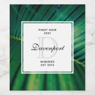 Grünes Leaf Tropenwald Foto Weinkeller Weinetikett