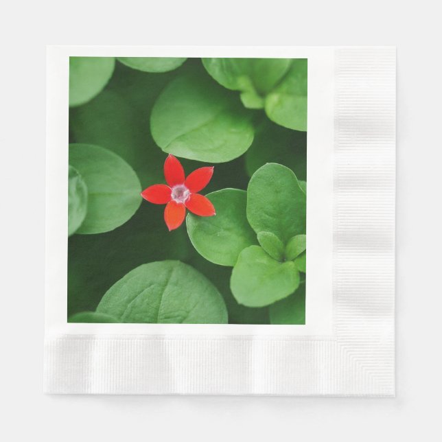 Grünes Leaf und rote Blume Serviette (Vorderseite)