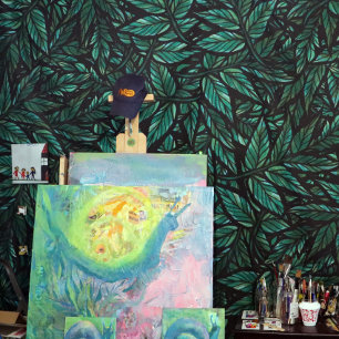 Grünes Leaf Wandteppich