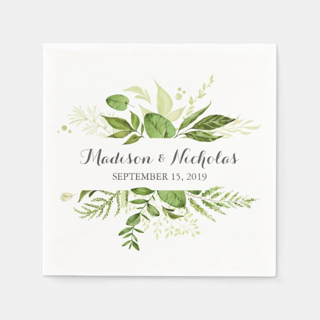 Grünes Leaf Wedding Napkins, rustikale Vegetation Serviette (Vorderseite)