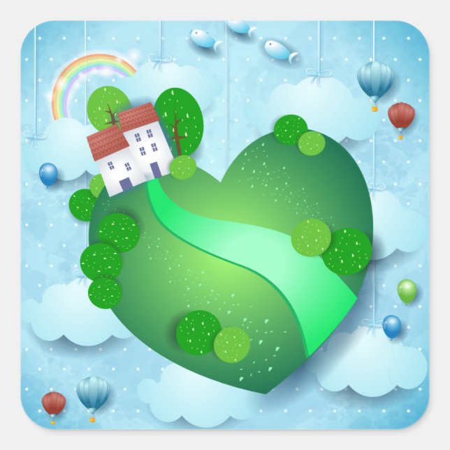 Grünes Leben Quadratischer Aufkleber (Vorderseite)