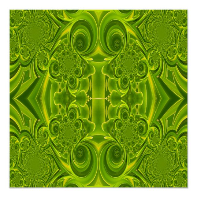 Grünes, lebendiges Swirl Perfektes Poster (Vorderseite)