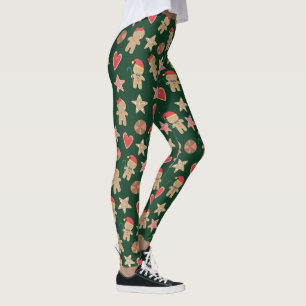 Grünes Lebkuchen Mann Kekse Herz Sterne Niedlich Leggings