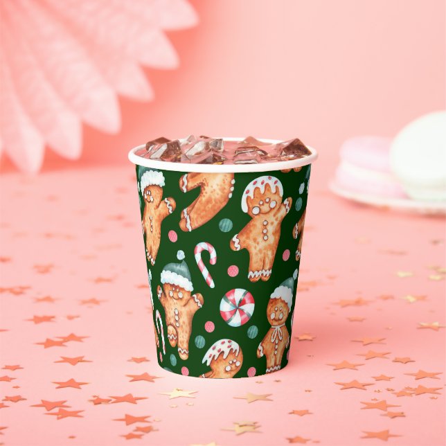 Grünes Lebkuchen Urlaubspapier Set Pappbecher (Insitu)