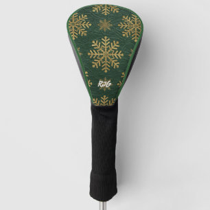 Grünes Leder mit goldenen Schneeflocken und Initia Golf Headcover