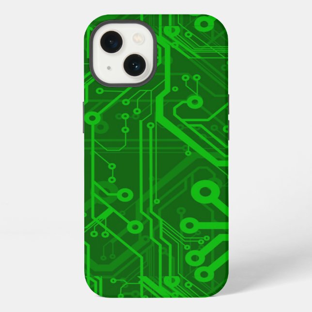 Grünes Leiterplattenmuster iPhone Hülle (Rückseite)