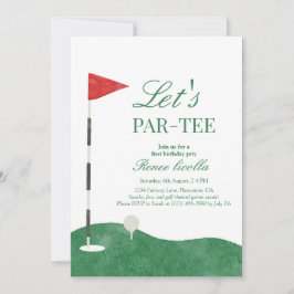 Grünes Let’s Par-Tee Golf Erstes Wasserfarben-Gebu Einladung