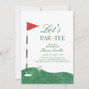 Grünes Let’s Par-Tee Golf Erstes Wasserfarben-Gebu Einladung