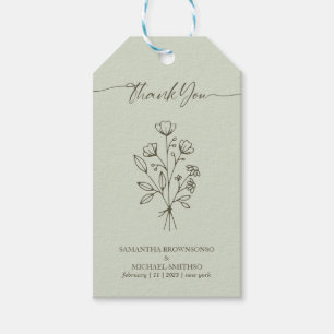 Grünes Licht Kalligrafie Boho Botanicals Dankeschö Geschenkanhänger
