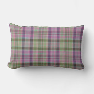 Grünes, lila klassisches Tartan.  Lendenkissen