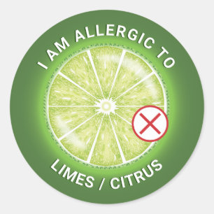 Grünes Limones Citrus Fruit Food Allergy Bewusstse Runder Aufkleber