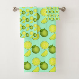 Grünes Limones Muster Badhandtuch Set