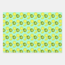 Grünes Limones Muster Geschenkpapier Set