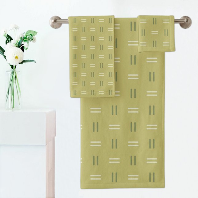 Grünes Linienmuster Handtuch Badhandtuch Set (Von Creator hochgeladen)