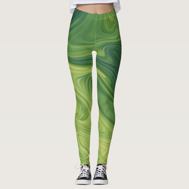 grünes Liquidationsmuster Leggings (Vorderseite)