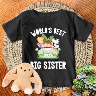 Grünes LKW Safari Tiere Weltbeste große Schwester Baby T-shirt