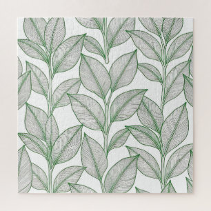 Grünes Lorbeerblatt Botanisches Muster Puzzle