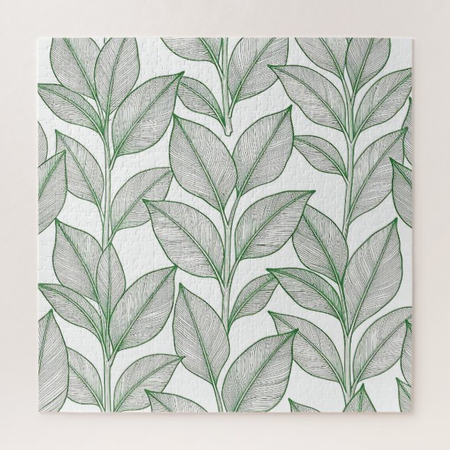 Grünes Lorbeerblatt Botanisches Muster Puzzle (Vertikal)