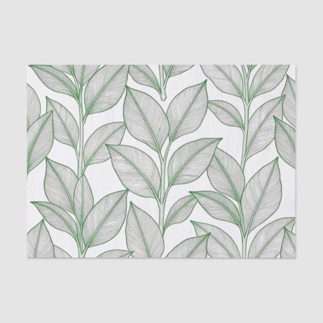 Grünes Lorbeerblatt Botanisches Muster Seidenpapier (Vorderseite)
