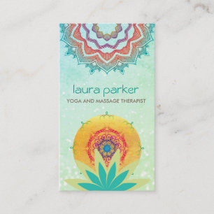 Grünes Lotos-Blumemandala-Logo-Yoga-Heilen Visitenkarte