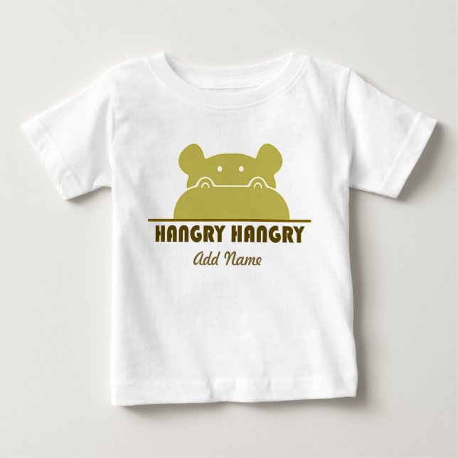 Grünes lustiges niedliches Hangry Flusspferd Baby T-shirt (Vorderseite)