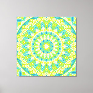 Grünes Mandala Naturinspiriert Boho Geometrisch Hy Leinwanddruck
