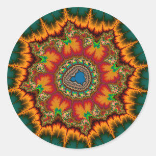 Grünes Mandelbrot-Fraktal-Poster Runder Aufkleber