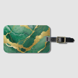 Grünes Marmormuster mit Gold Gepäckanhänger