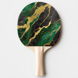 Grünes Marmormuster mit Gold Tischtennis Schläger