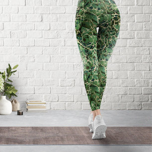 Grünes Marmorpapier Vintage Leggings