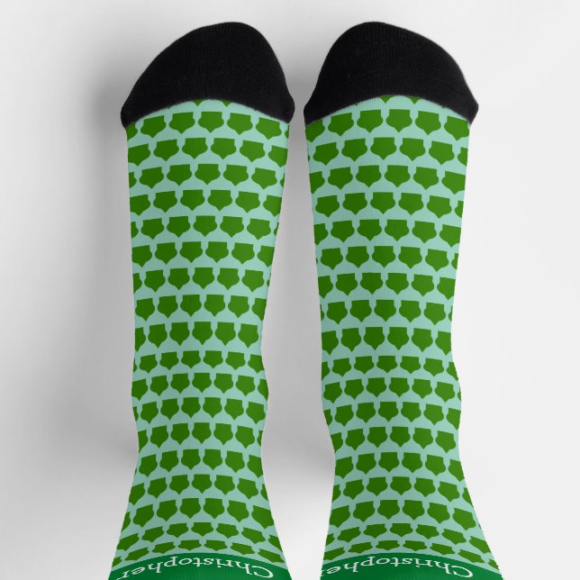 Grünes marokkanisches Musterdesign Socken (Oben)