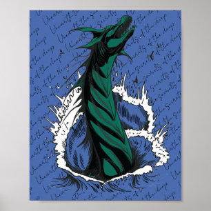 Grünes Meer Monster Schlange Ozeanwellen Poster
