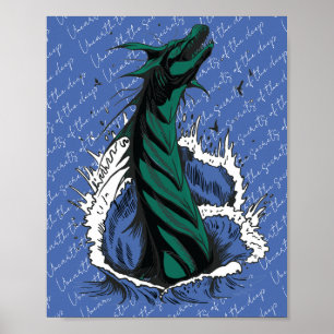 Grünes Meer-Monster-Schlangen-Ozeanwellen-Plakat Poster