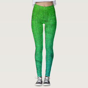 Grünes Meer Tweed Strukturbild Leggings