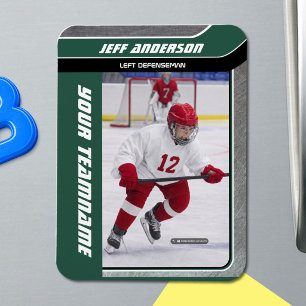 Grünes Metall-Eishockey-Foto Magnet