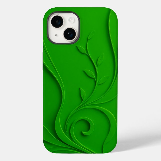Grünes Minimal-Blatt-Design Case-Mate iPhone Hülle (Rückseite)