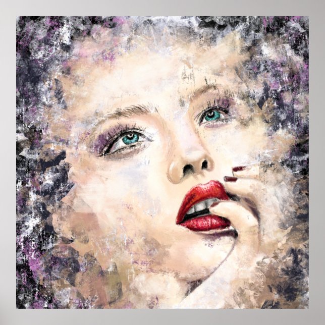 Grünes Mit Augen Hübsches Abstraktes Original Poster (Vorne)