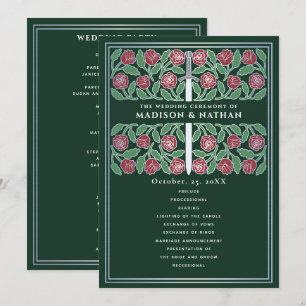 Grünes mittelalterliches silbernes florales Schwer Programm