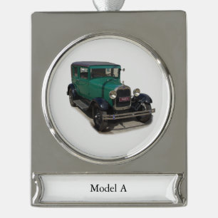 Grünes Modell Ein silberfarbenes Bannerdekor Banner-Ornament Silber