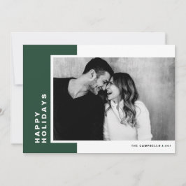 Grünes, modernes Farbblock Happy Holidays Foto Feiertagskarte