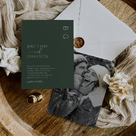Grünes modernes Monogramm-Foto - Einladung zur Hoc