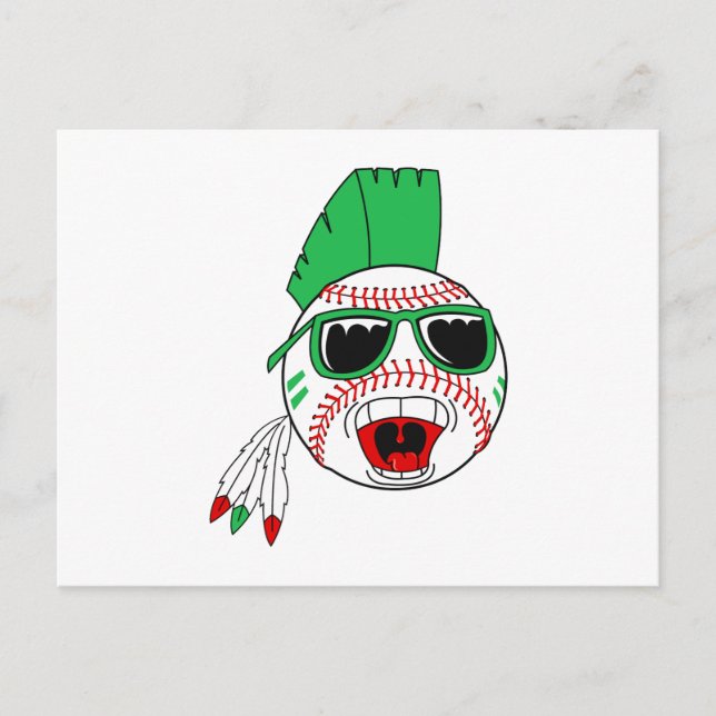 Grünes Mohawk-Baseball Postkarte (Vorderseite)