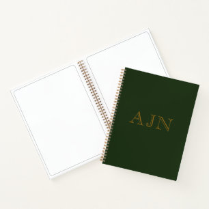 Grünes monogrammiertes Skizzenkunst-Notizbuch-Gesc Notizbuch