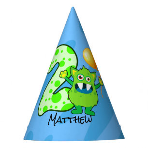 Grünes Monster 2. Geburtstag Partyhütchen