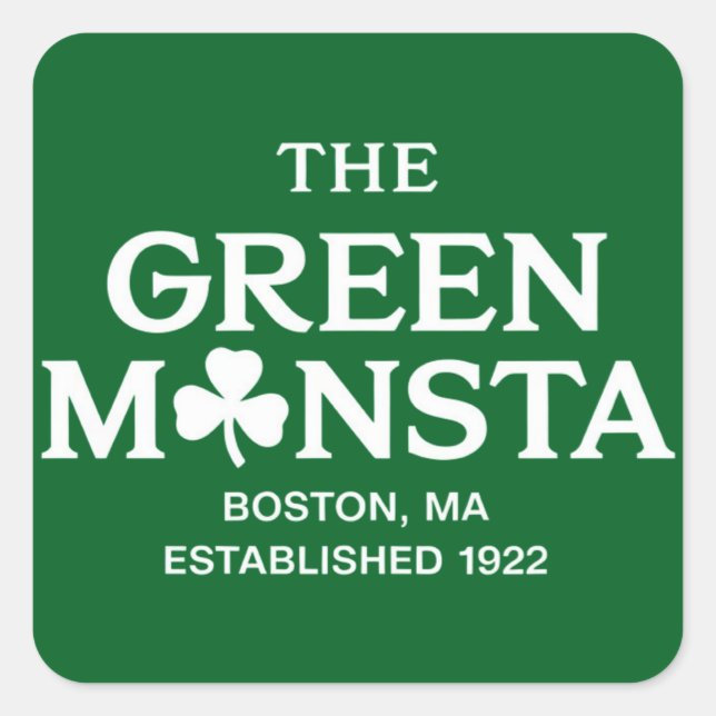 Grünes Monster Boston Green Monstah Baseball-Gesch Quadratischer Aufkleber (Vorderseite)